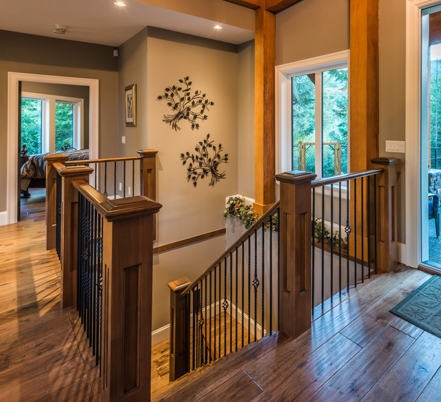 Creekside Custom Home Rustic Staircase By Alair Homes Nanaimo