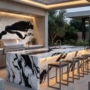 Luxury Outdoor Kitchen with Dalmata Marble