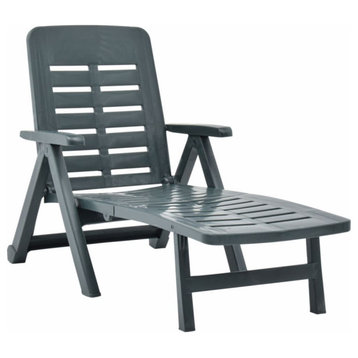 vidaXL Deckchair Patio Lounge Chair Folding Sunlounger Sunbed Plastic Green