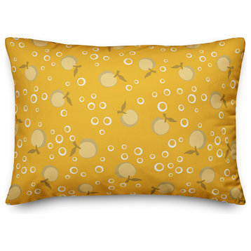 Whimsical Cherry Pattern in Yellow Throw Pillow