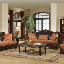 LE Havre Dark Brown Sofa Set With Pillows - Furniture
