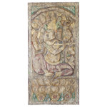 Mogul Interior - Consigned Vintage Fluting Ganesha Wall Decor Colorful Carved Wood Zen Wall Art - Infuse your space with spiritual charm and vibrant energy with this Vintage Fluting Ganesha Wall Decor. Expertly hand-carved from reclaimed wood and richly painted in earthy, joyful hues, this striking wall panel features Lord Ganesha playing the flute&mdash;symbolizing creativity, wisdom, and the removal of obstacles.