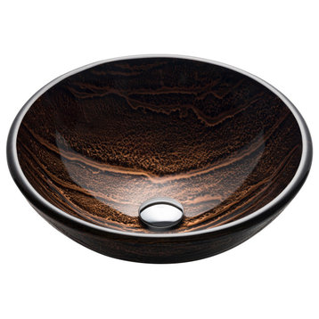 Nature Series 17" Round Brown Glass Vessel 19mm thick Bathroom Sink