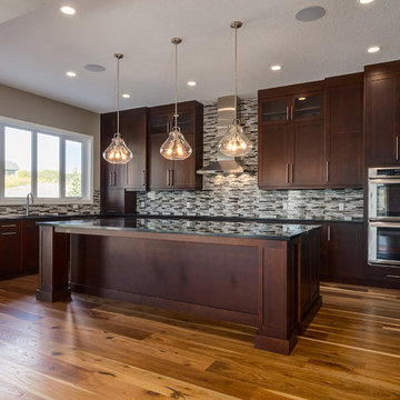 Transitional Custom Home with Shed Roof Garage in Watermark