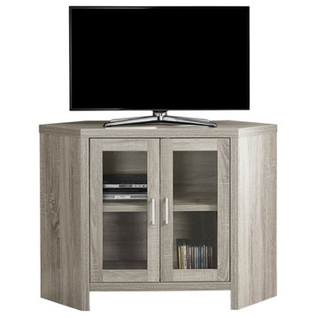 Pemberly Row Traditional Wood Corner TV Stand for TVs up to 42" in Brown
