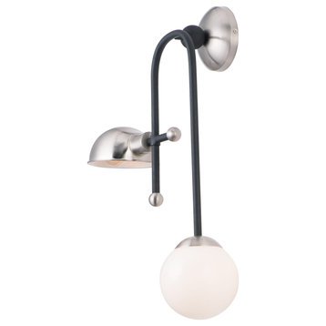 Maxim Mingle Led 2-Light Wall Sconce in Black and Satin Nickel