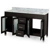 Taylor Contemporary 60" Wood Double Sink Bathroom Vanity With Marble Counter Top