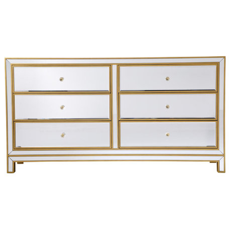 Home Living Dresser 6-Drawers, Antique Gold