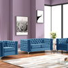 Rebekah 3 Piece Velvet Living Room Set, Gery, Navy Blue, 19''Hx70''Wx24'' D