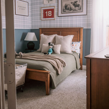 Gray Plaid Peel and Stick Wallpaper Kids Bedroom Makeover