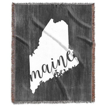 "Home State Typography, Maine" Woven Blanket 60"x80"