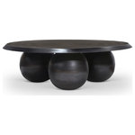 Meridian Furniture - Globus Iron Metal Coffee Table, Black - Redefine your living area with the Globus Coffee Table, a striking piece crafted from matte black iron metal. This table's bold design features three spherical bases, each adding a sculptural flair that enhances its contemporary charm. Perfectly balancing aesthetics and functionality, the table becomes a captivating centerpiece in your living room, effortlessly elevating your space with its modern edge.