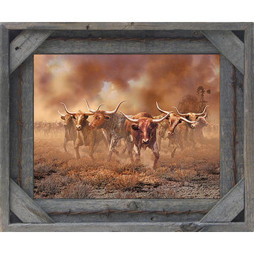 Barb Wire With Cornerblock Barnwood Picture Frame, 6"x6"