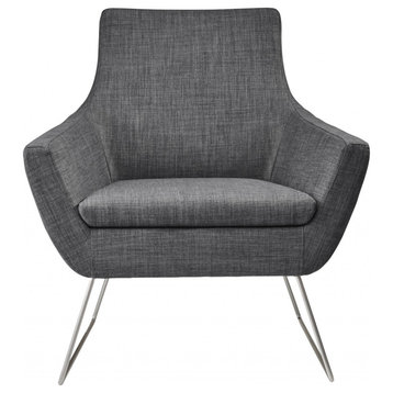 HomeRoots 33" X 30.5" X 37" Grey Brushed Steel Chair