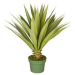 House of Silk Flowers, Inc. - Artificial Large Spike Yucca Plant in Small Pot - This artificial spike yucca succulent arrangement is hand-crafted by House of Silk Flowers. Show your sense of style by adding this to an empty corner in any room of your home or to add a little life to your office. This contains a professionally-arranged artificial spike yucca succulent securely "potted" in a non-decorative nursery pot 4 1/2" tall x 6" diameter. The plant has been arranged to allow 360-degree viewing. The overall dimensions are measured leaf tip to leaf tip, from the bottom of the pot to the tallest leaf tip: 22" tall x 20" diameter. Measurements are approximate, and will be determined by your final shaping of the plant upon unpacking it. No arranging is necessary, only minor shaping, with the way in which we package and ship our products. This product is only recommended for indoor use. Our unique patent pending design allows you to purchase one planter with multiple trees to change your design as your mood or the seasons changes.