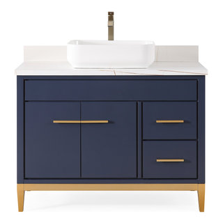 36 Tennant Brand Modern Style Navy Blue Wood Vessel Sink Bathroom Vanity