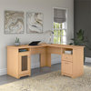 Bush Furniture Cabot 60W L Shaped Computer Desk in Natural Maple