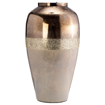 Glass, 20" Metallic Vase, Champagne