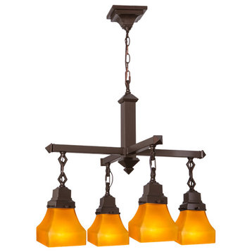 26W Bungalow Frosted Amber 4 LT Chandelier