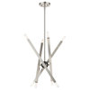 Monaco 8 Light Chandelier, Brushed Nickel With Black Chrome Finish Accent