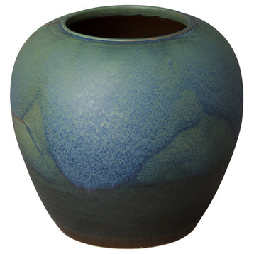 18 in. Verdigris Wide Porcelain Vase