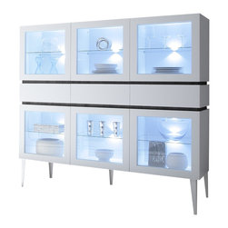 LC Mobili Rex Modern Italian Vitrine with 6 Doors & 3 Drawers - $3,150.00 - Buffets And Sideboards