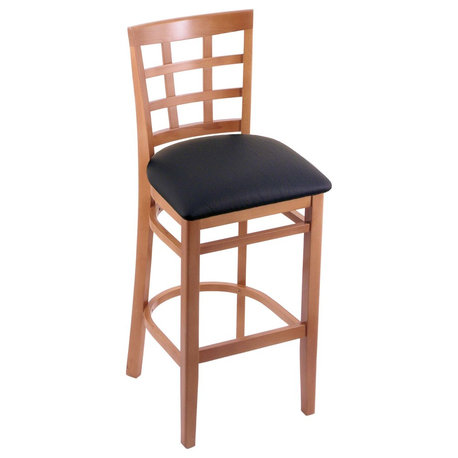 Holland Bar Stool, 3130 30 Stool, Medium Finish, Black Vinyl Seat