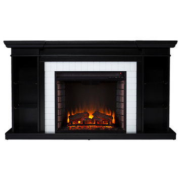 Harwich Electric Fireplace w/ Bookcase - Black