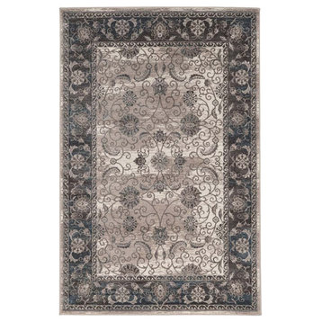 Linon Vintage Isfahan Power Loomed Microfiber Polyester 5'x7'6" Rug in Gray