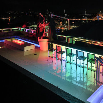 Miami Penthouse Mancave Rooftop Pool LED lighting