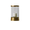 Gold Rimmed Glass Cylindrical Hurricane, Small: 7.5in H X 5in D