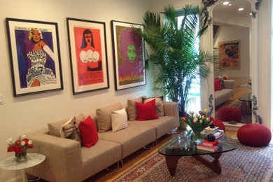 Living room - modern living room idea in New York