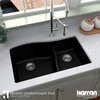 Karran Undermount Quartz 32" 60/40 Double Bowl Kitchen Sink, Black