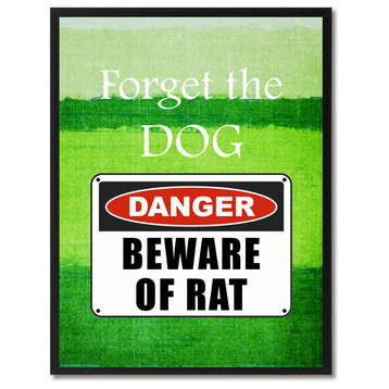 Beware Of Rat Danger Sign, Canvas, Picture Frame, 13"X17"