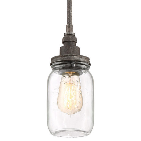 Roseto QZP2227 Wallace 4"W Mini Pendant - Rustic Black