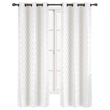 Willow Thermal Blackout Curtains, Set of 2, White, 84"x108"