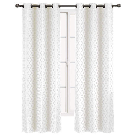 Willow Thermal Blackout Curtains, Set of 2, White, 84"x108"