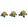 Green Tropical Turtles Ceramic Figurines, 3-Piece Set