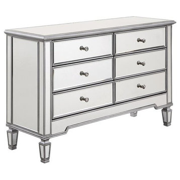 Beaumont Lane 6 Drawers Contemporary Wood/Mirrored Dresser in White