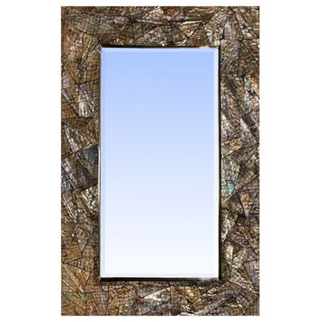 Brindled Glam Rectangle Mother of Pearl Framed Mirror, 24"x35"