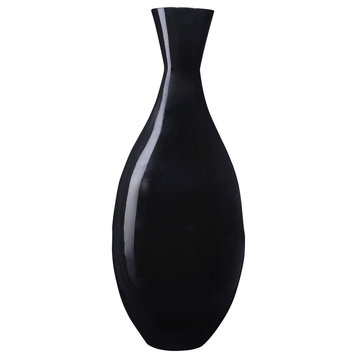 Villacera Handcrafted 24" Tall Black Bamboo Vase Sustainable Bamboo