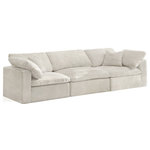 Meridian Furniture - Cozy Velvet Upholstered Comfort 3-Piece Modular Sofa, Cream - Bring home this Cozy sofa for a fresh new look. Embrace casual elegance with this Cozy velvet cloud-like comfort modular fiber-filled seating option. Handsome from all angles, this piece features soft cream velvet upholstery to make it an easy fit in any room. This modular piece can be combined with other items in the Cozy collection to create a seating group of your dreams. The cushions on this piece are exceptionally comfortableand filled with fiber for luxury that you deserve as you rest and relax.