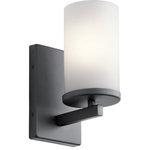 Kichler Lighting - Crosby 1 Light Wall Sconce, Black - Streamlined and simple, This Crosby 1 light wall sconce in Black delivers clean lines for a contemporary style. The Satin Etched Cased Opal shades enhance this minimalistic design.