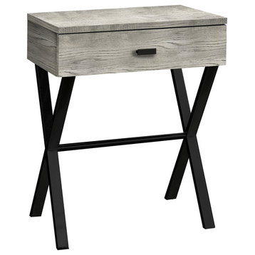 Accent Table 24"H, Gray Reclaimed Wood, Black Metal