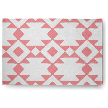 Geometric Soft Chenille Area Rug, Pink, 2'x3'