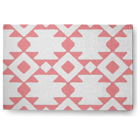 Geometric Soft Chenille Area Rug, Pink, 2'x3'