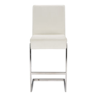 Toulan White Faux Leather Upholstered Stainless Steel Barstool