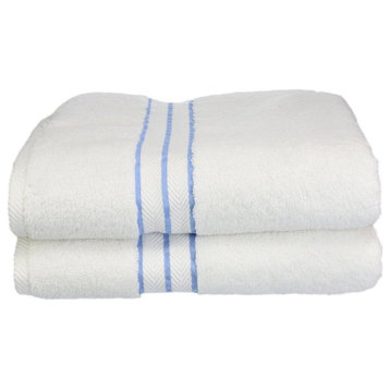 2 Piece Hotel Collection Turkish Cotton Towel, Light Blue