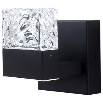 Modern 1-Light Textured Glass Style LED Light Bathroom Vanity Light