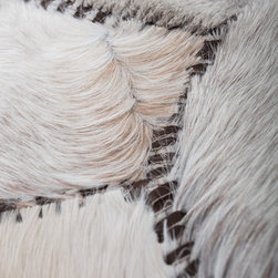 Modern Cowhide Patchwork Area Rug, Round, Handmade Brown White, 4'3" - Area Rugs